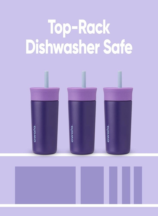 Owala Kids Insulation Stainless Steel Tumbler with Spill Resistant Flexible Straw, Easy to Clean, Kids Water Bottle, Great for Travel, Dishwasher Safe, 12 Oz, Purple (Peacock Palace) - Image 5
